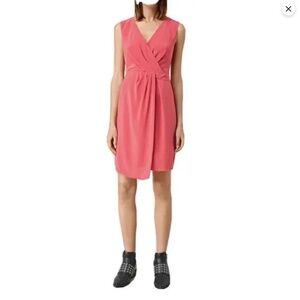 All Saints 100% Silk Pink/ Coral  Mini Dress